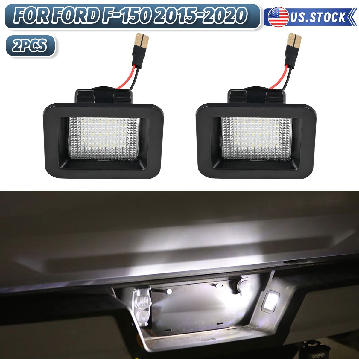 LED White License Plate Bumper Rear Tag Lights For Ford F-150 F150 Pickup 15-20