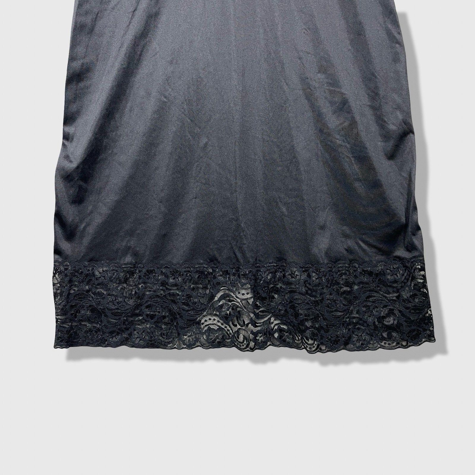 Vanity Fair Full Slip Lingerie Womens 36 Black Lace Trim Vintage Luxury