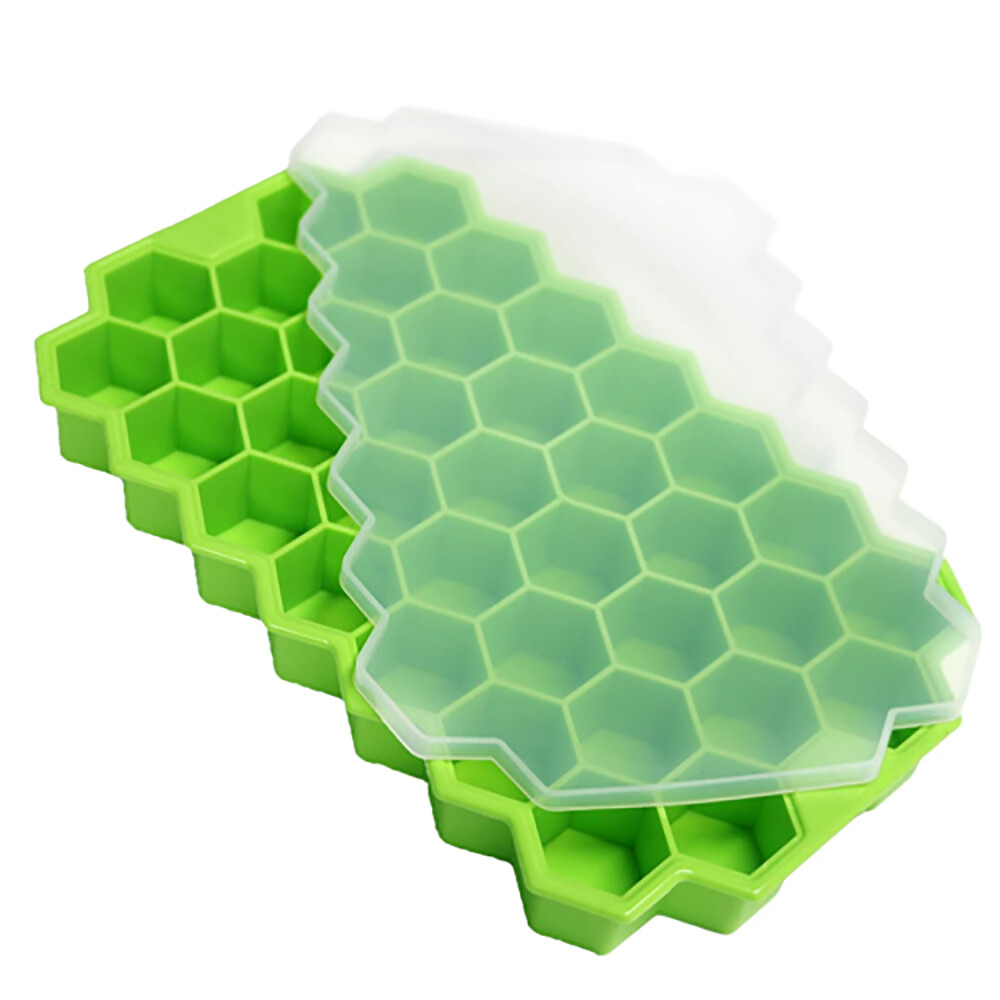 1-2PCS Silicone Ice Cube Tray Honeycomb Molds With Lid Bar Whiskey Cocktails
