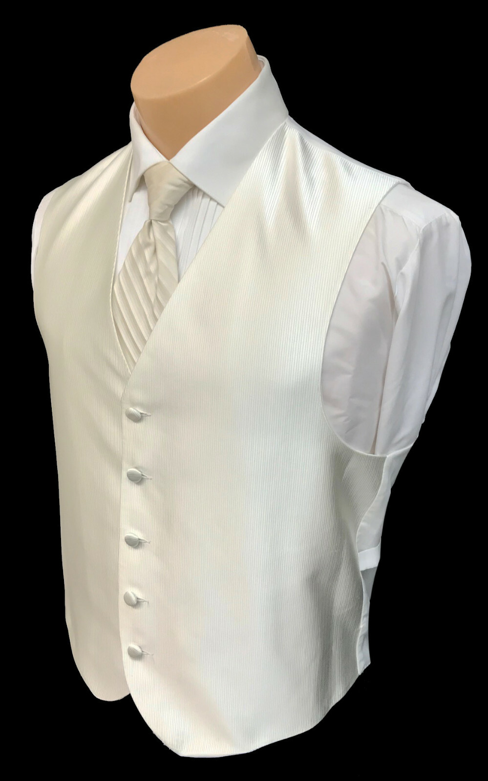 Men's Ivory Off-White Joseph Abboud Tuxedo Vest & Tie Groom Wedding Prom Mason
