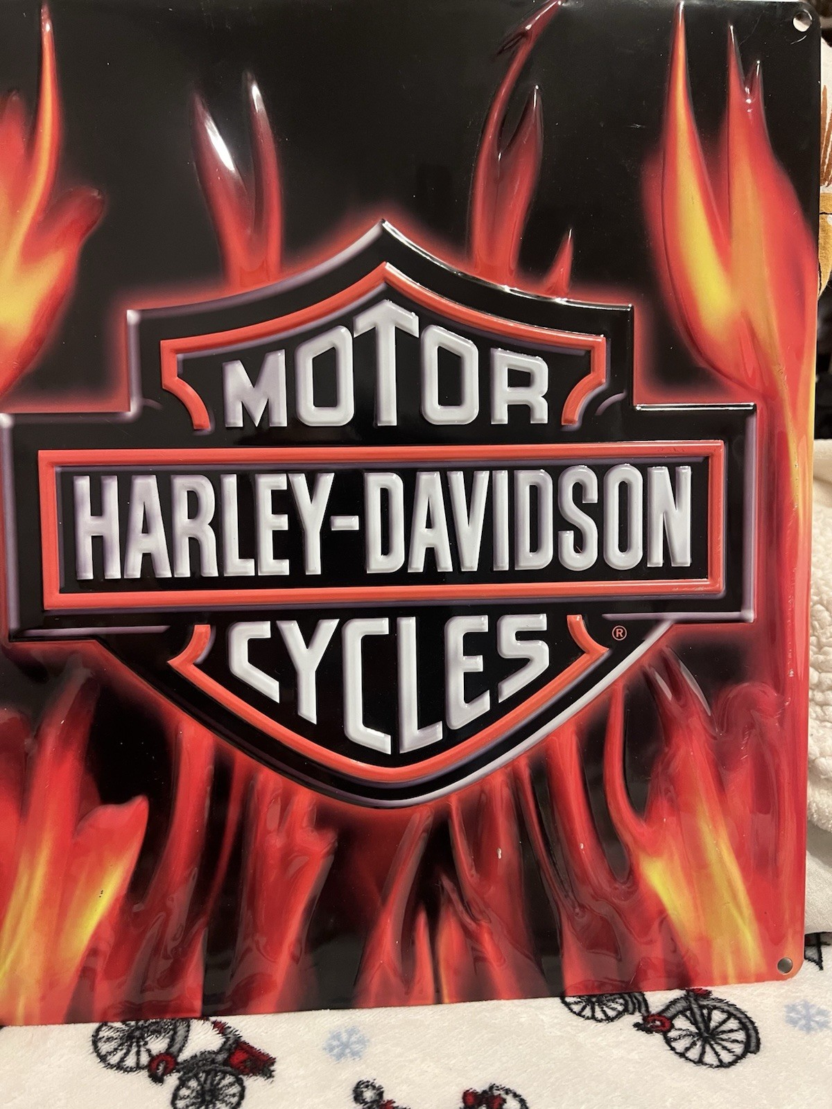 Harley-Davidson® Smokin Hot Fire-fighter Babe Embossed And Logo Tin Sign (13x15)