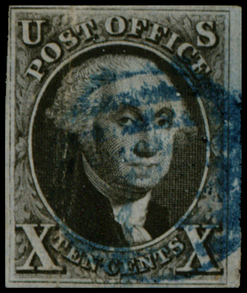 US Scott 2 Used, Nice Stamp with Blue Cancel, SCV $900.00