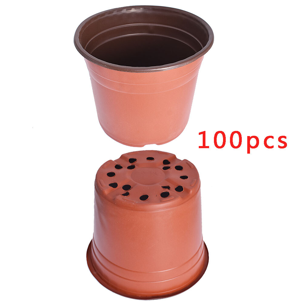 Plastic Plant Flower Pots Nursery Seedlings Pot Plant Container 100Pcs