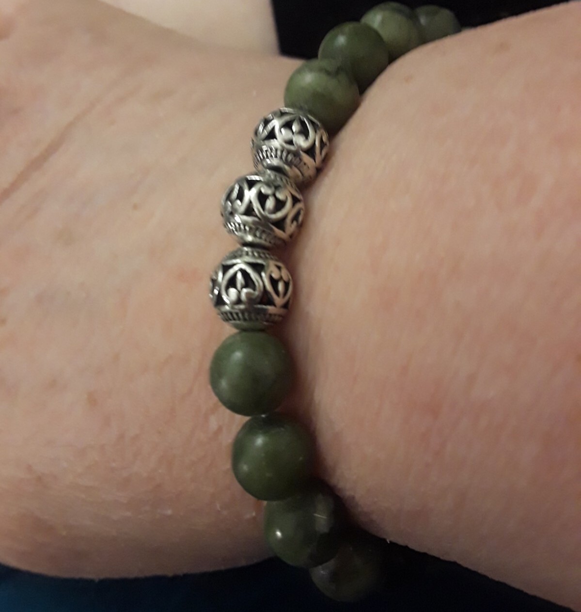 Connemara Marble Bead Bracelet with Irish Claddagh Charm