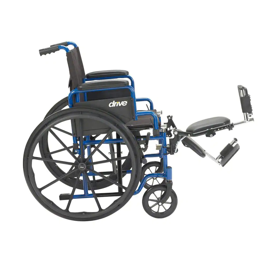 Drive Medical Wheelchair blue stripes with foldable desk arm + 20" seat + footre