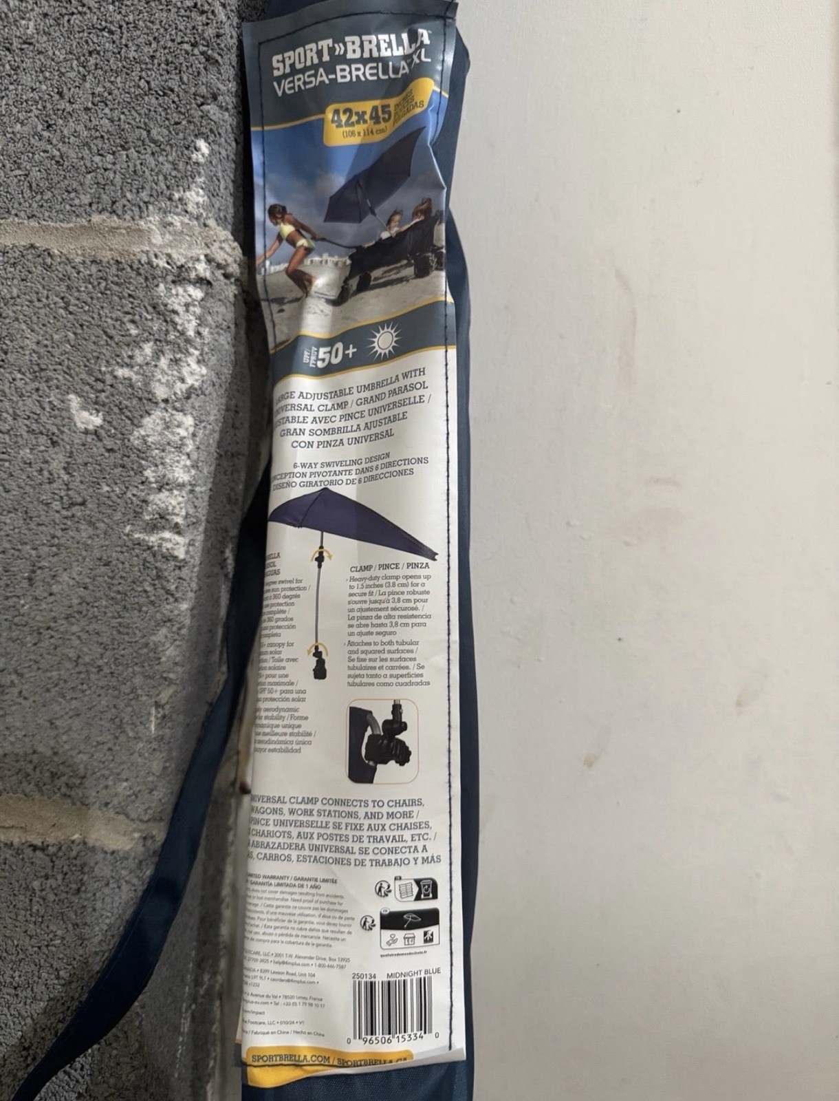 NEW Sport-Brella Versa-Brella XL SPF 50+ Adjustable Umbrella with Clamp Blue