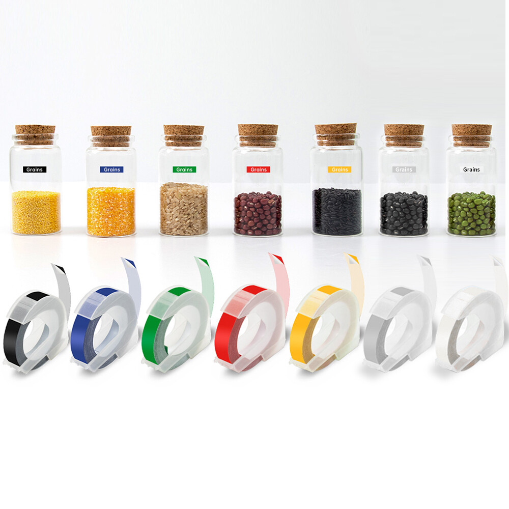 10PK For DYMO 3D Embossing Label Tape Organizer Xpress White on Black 12mm+9mm