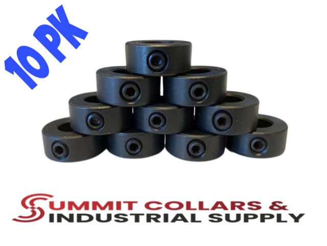 1/4" Inch Bore Set Shaft Stop Collar (10PCS) - Black Oxide Finish