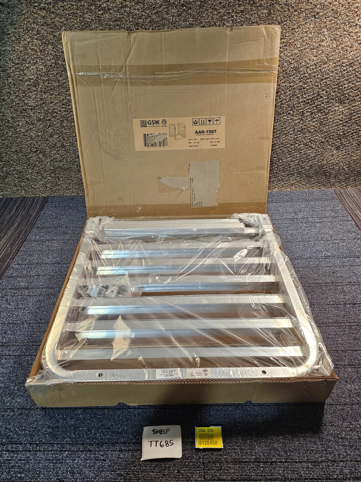 GSW AAR-1507 Knock Down Aluminum Half Size Countertop 7 Pan Rack, for 18” x 26”