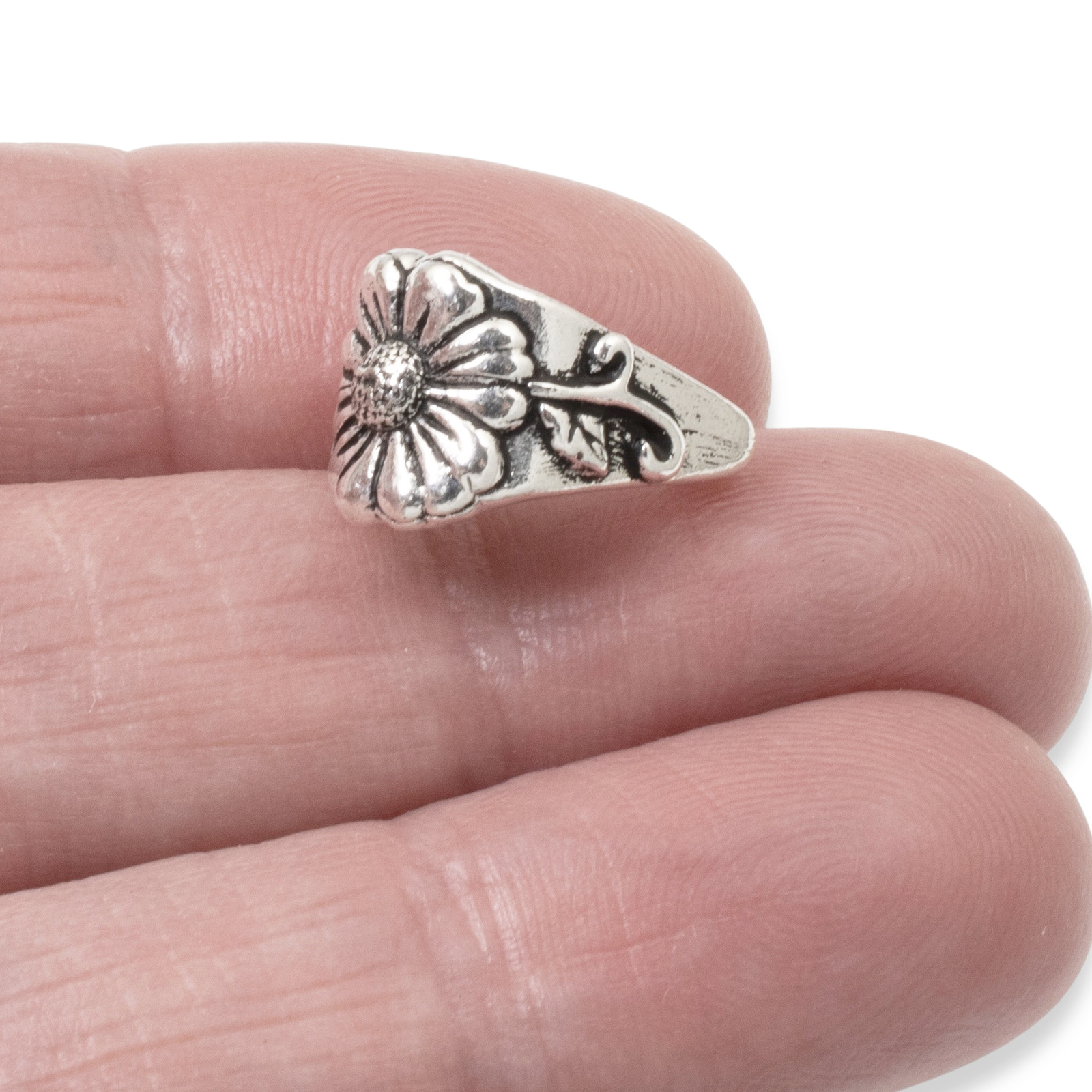 2 Silver Blossom Pinch Bails - TierraCast Vintage Style Pendant Holder