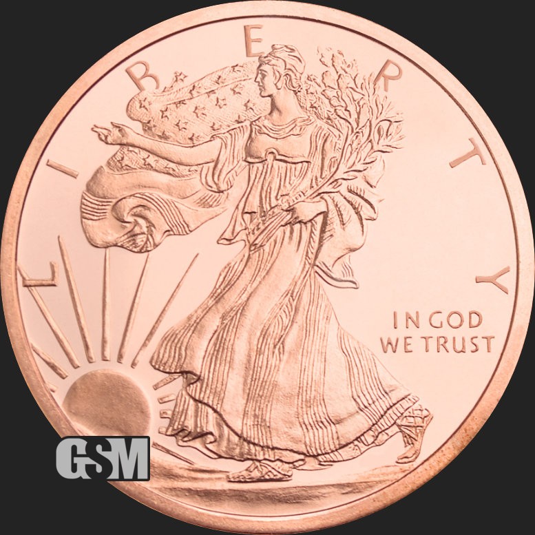 1 Oz. Solid .999 Fine Copper Round - Walking Liberty - Golden State Mint