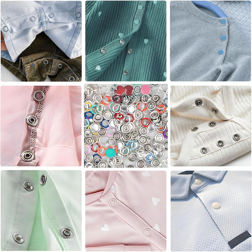 200 Sets Metal Snap Button Kit with Fastener Plier - Sturdy 5-Claw Buckle Tool