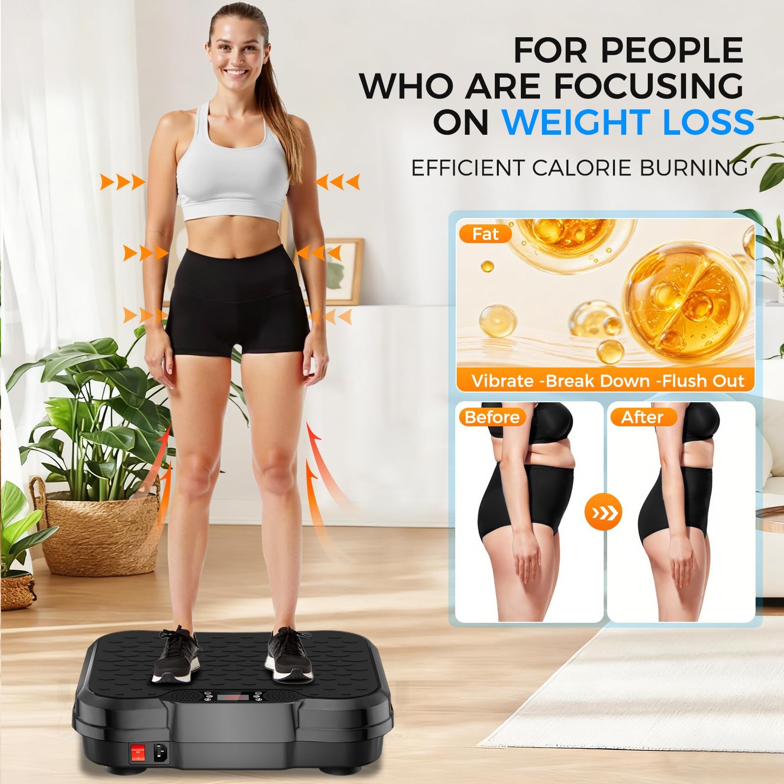 Vibration Plate for Lymphatic Drainage, 450 lbs, 250 Speeds, Weight Loss