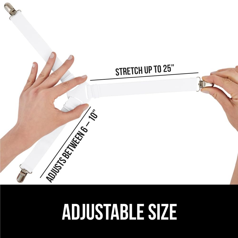 4 Pack GORILLA GRIP Patent Pending Bed Sheet Holders, Adjustable Elastic