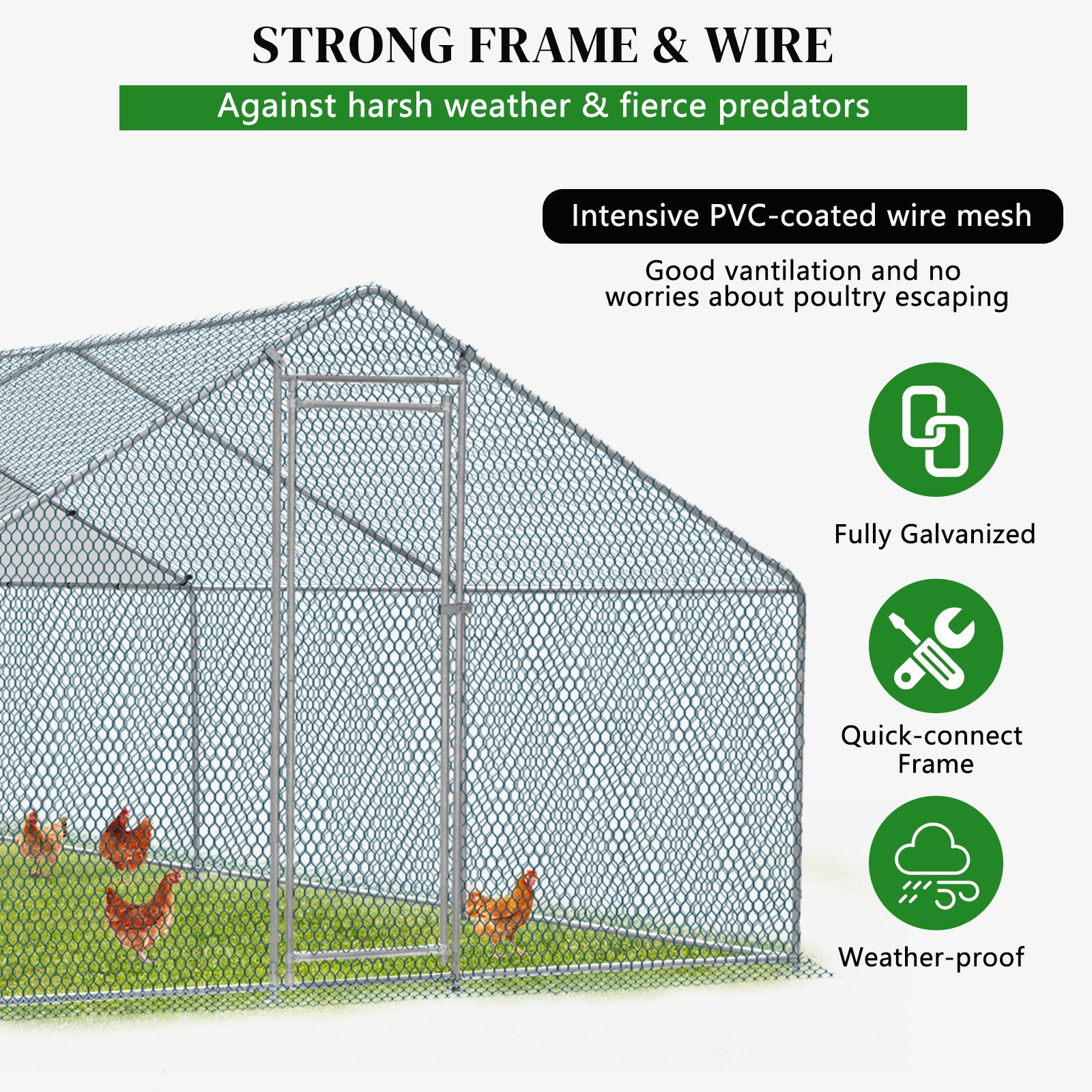 20x10ft Large Chicken Coop Run Cage Dog Cage Fence Outdoor Kennel Metal Playpen