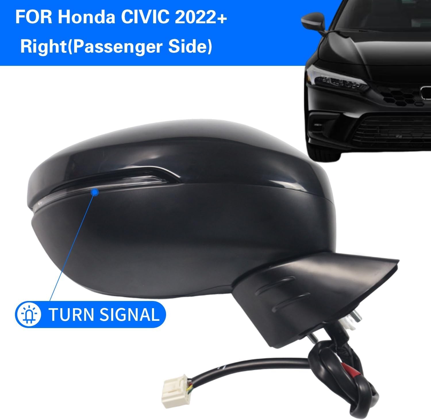 For Honda Civic 2022-2025 Right Passenger Side Mirror Power Heated Signal BSM