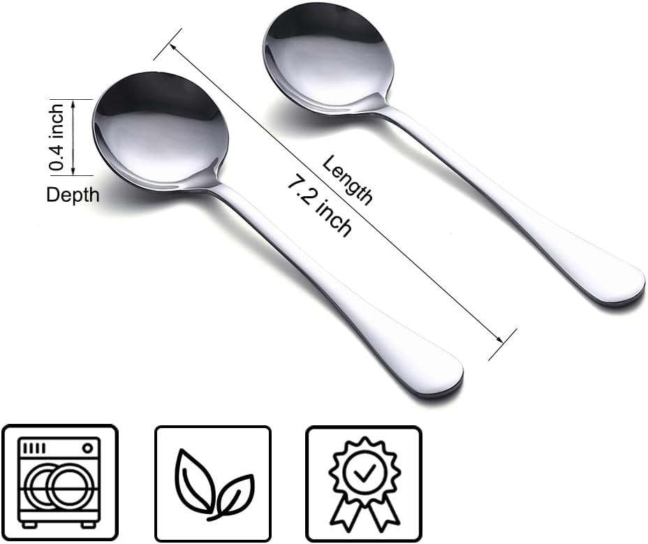 Soup Spoons 8-Piece Premium Stainless Steel Spoons round Spoons, Heavy-Weight