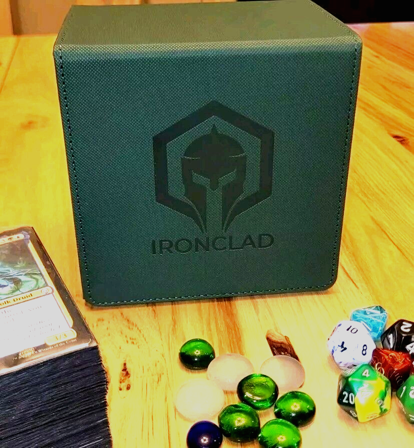 MTG Commander Deck Card Box Display Window Dice Drawer 100+ Double Sleeved Green