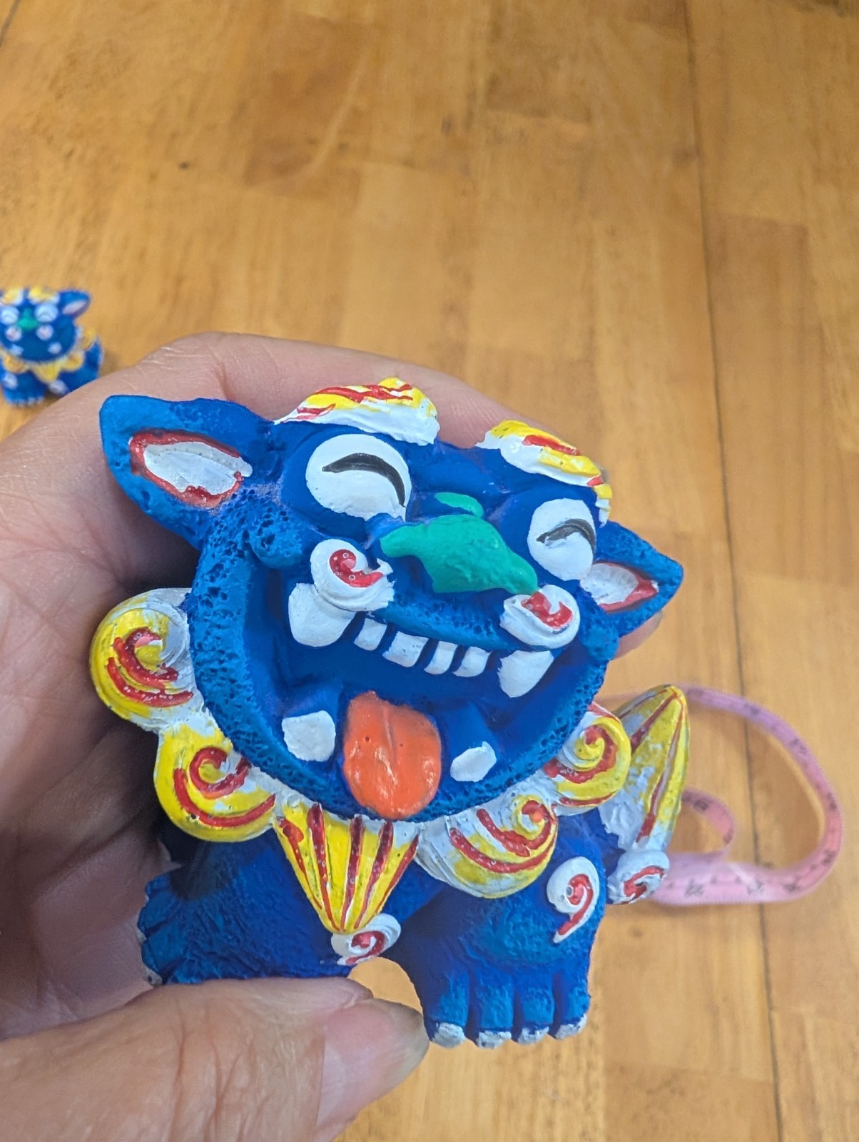 Shisa set of 2 small blue resin guardian foo dog figurines