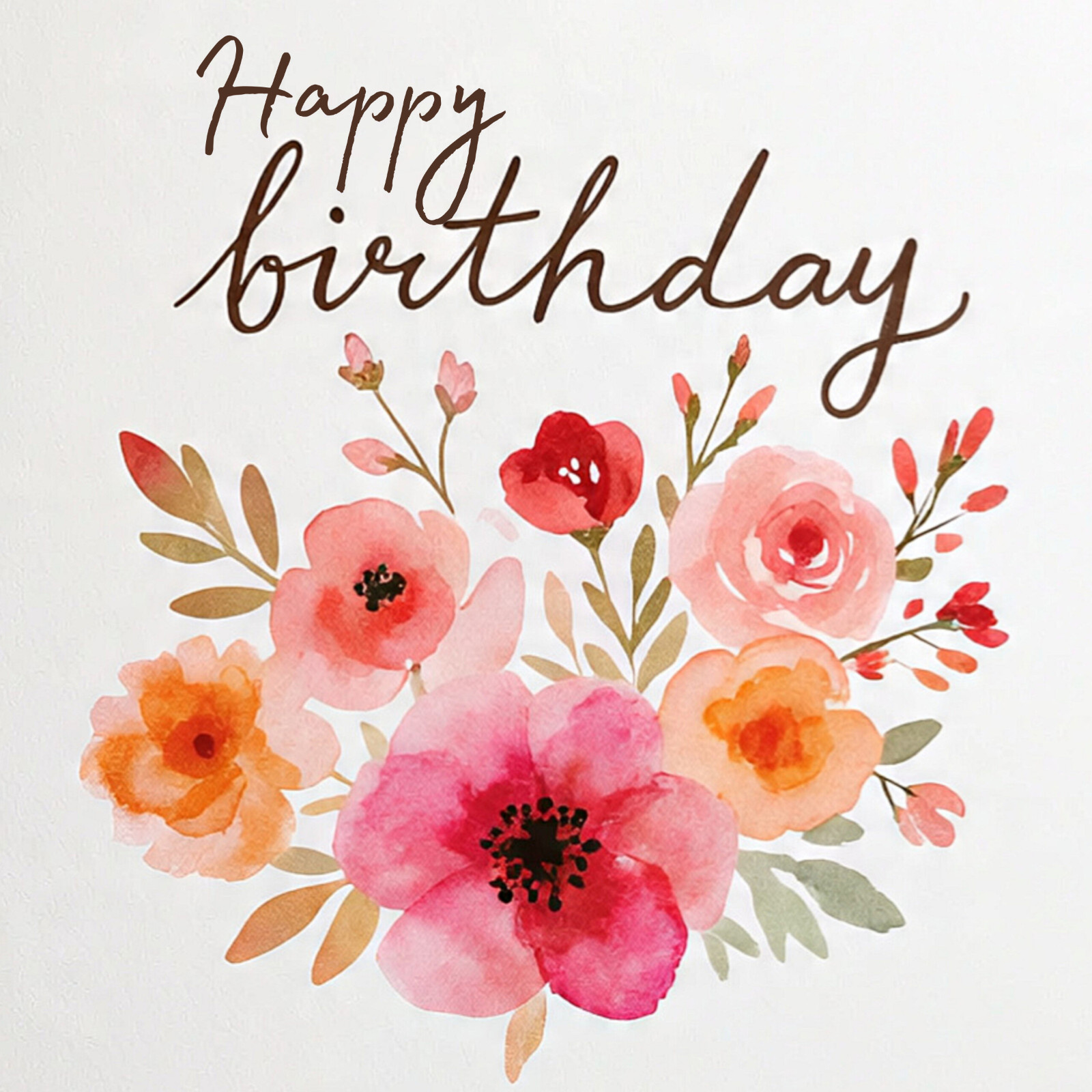 Happy Birthday Card Printable | Floral Watercolor Digital Download | Gift Card