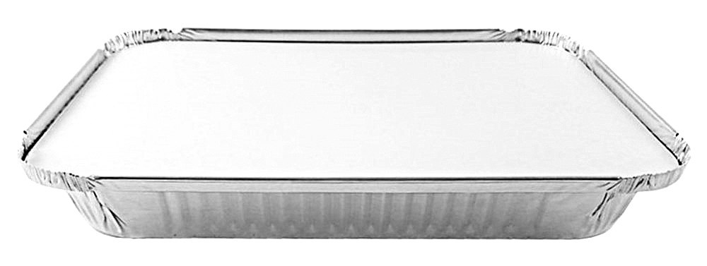 4 lb. Oblong Aluminum Entrée / Dinner Take-Out Pan w/Board Lid 50/PK