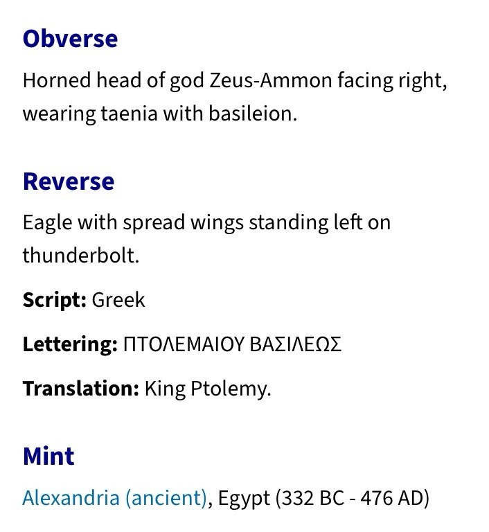 Alexandria Egypt under Greek Rule Coin King Ptolemy II Rare Genuine Zeus Eagle