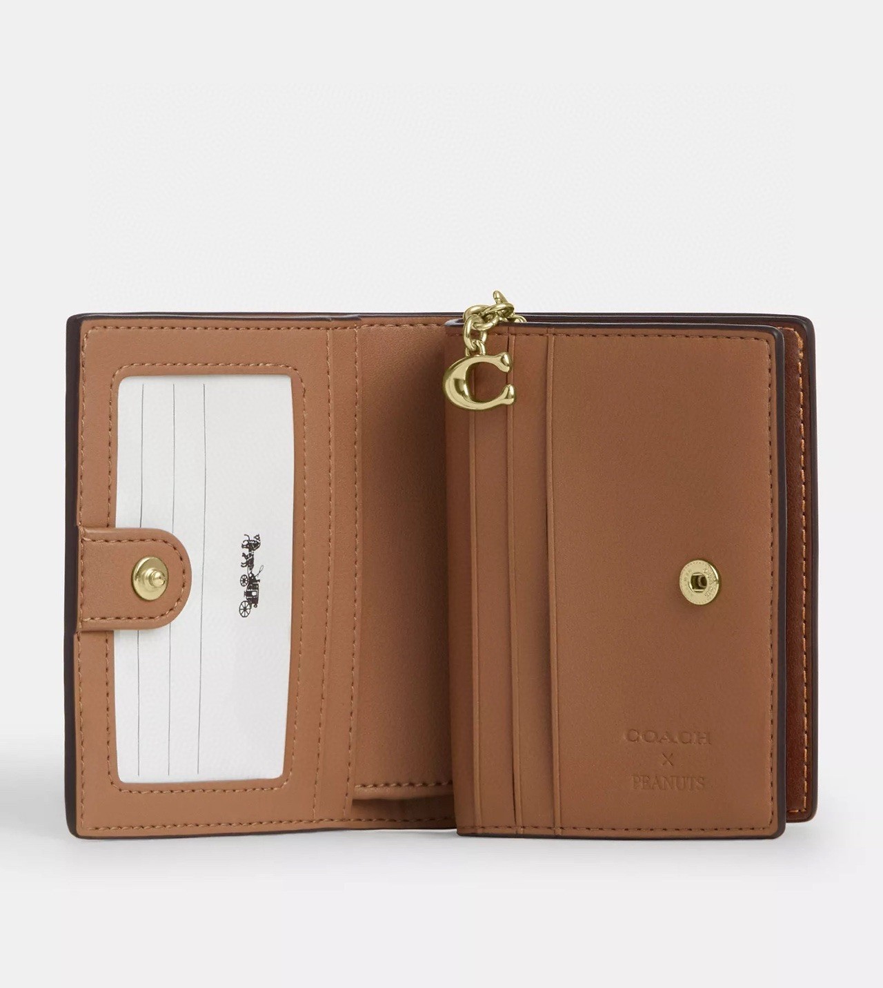 Coach X Peanuts Snap Wallet In Signature Canvas With Snoopy Print CBN32 With Box