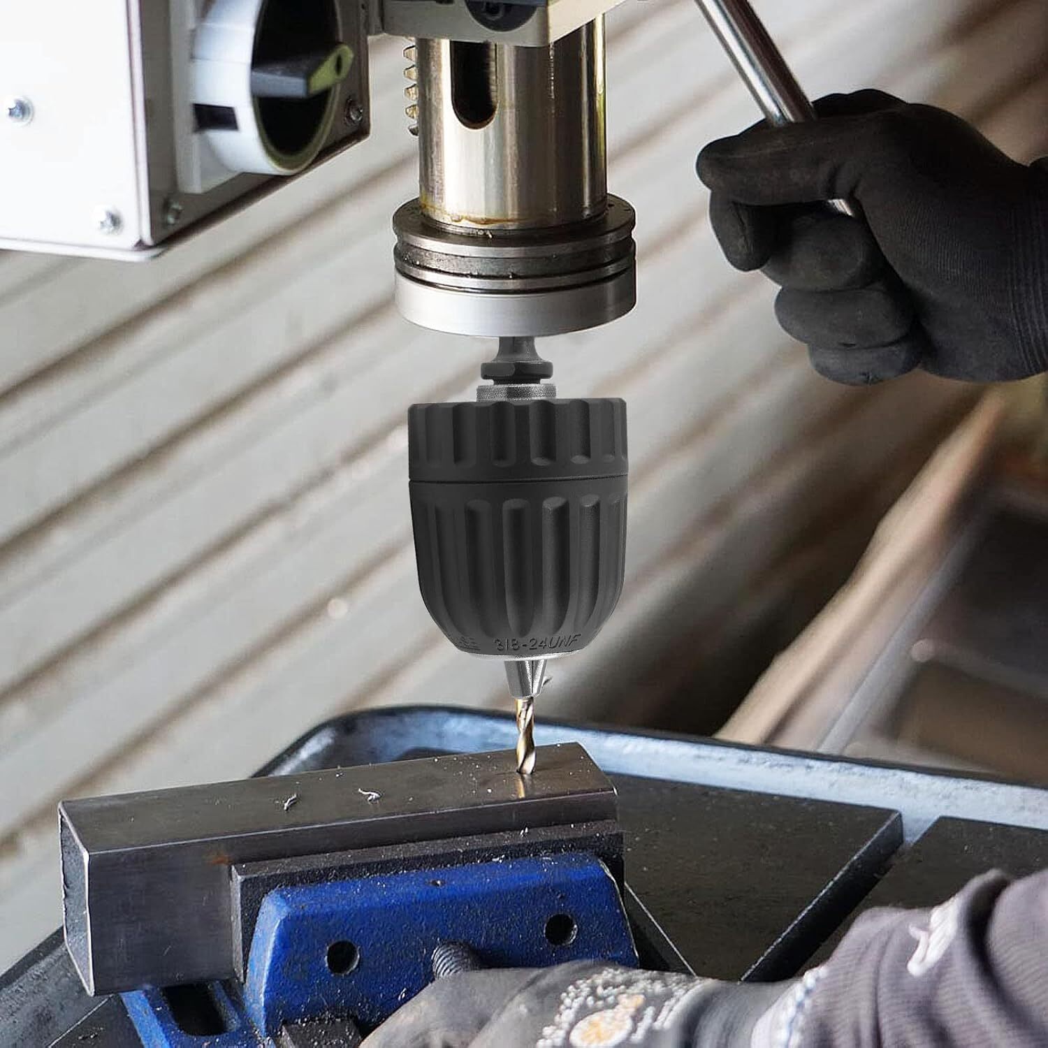 3/8" Keyless Drill Chuck Adapter with 1/4" Hex Shank for Impact Drivers