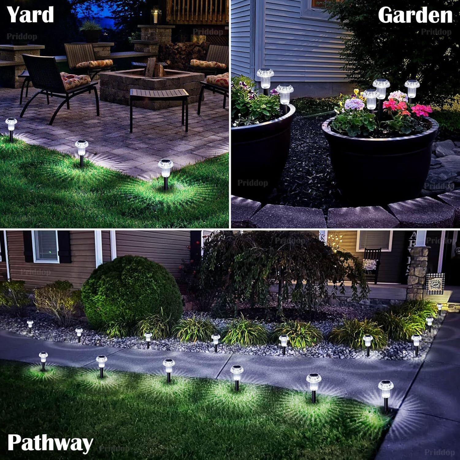 8 Pack Solar Garden Lights Outdoor Waterproof Pathway LED Lights Landscape Yard