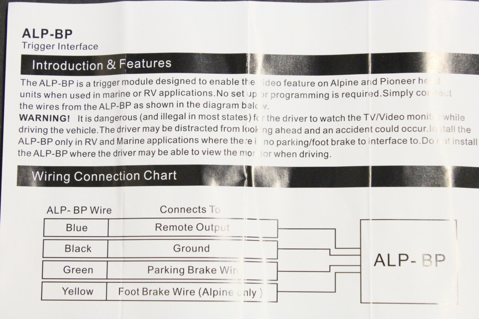 50 pcs Parking Brake Video Bypass interface with Alpine Pioneer, Kenwood DVD
