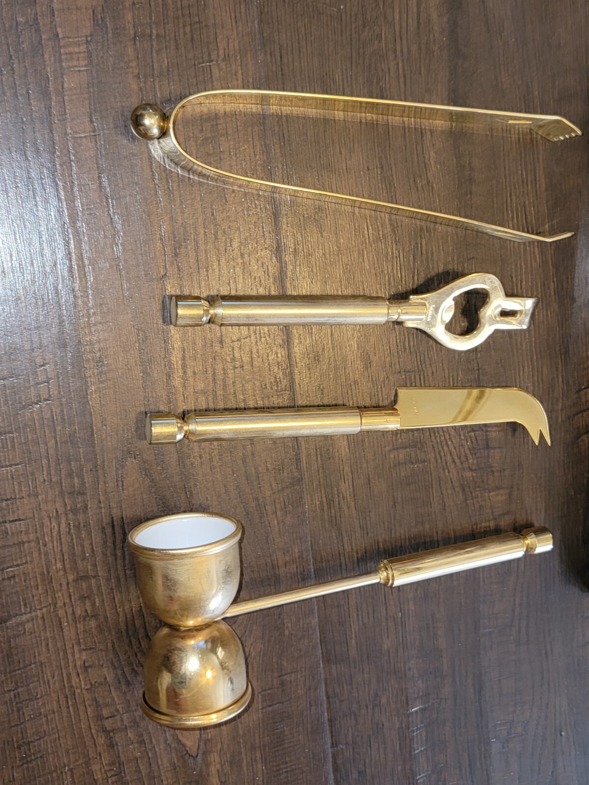 Bar Tool set w/ Marble stand Mid century modern Brass/Gold Home Decor