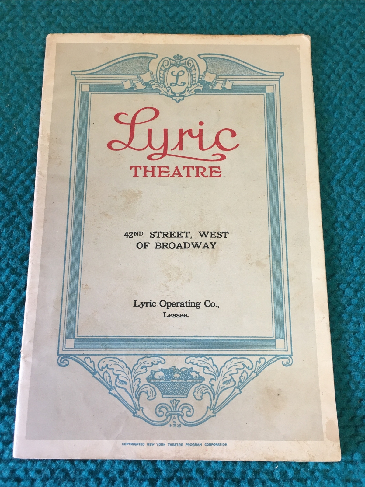 1926 Vintage : LYRIC THEATRE "The Cocoanuts" BROADWAY PLAYBILL @ Marx Brothers