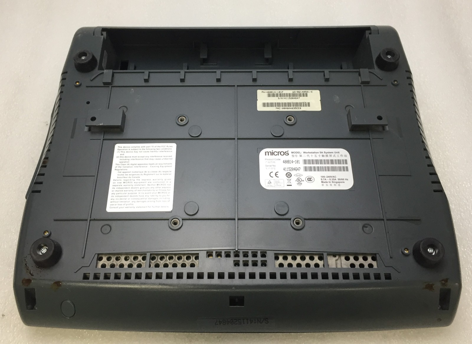 Micros POS Workstation 5A Intel Atom N450 @1.66GHz 0.5GB RAM NO HDD FAIR