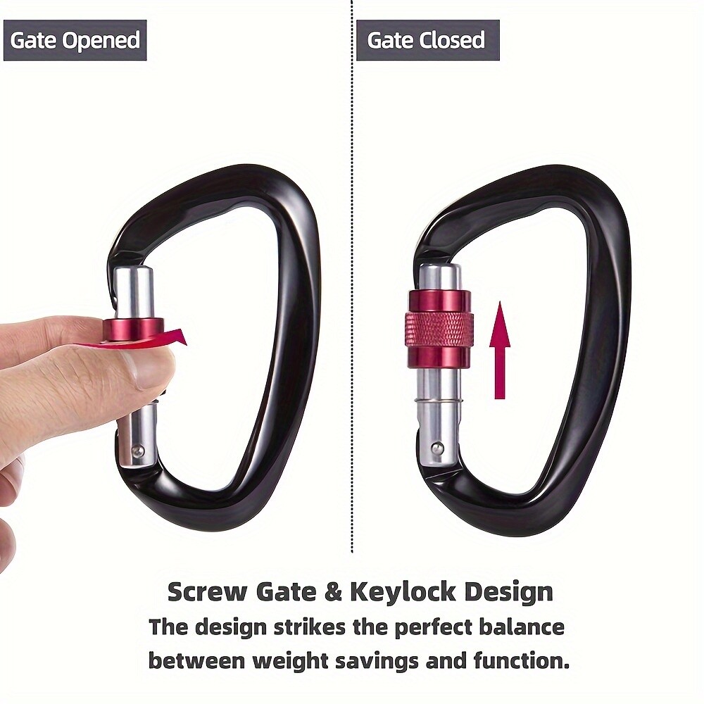 4 Pcs-25KN Aluminum Locking Carabiner Clips Rock Climbing Spring Snap Hooks Lot