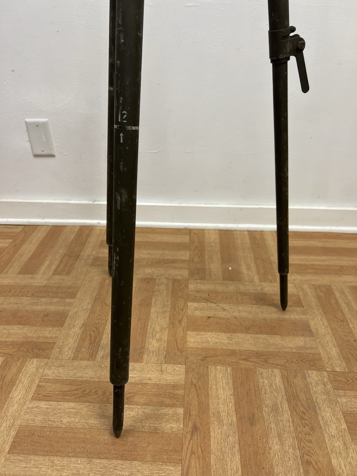 Vintage ALUMINUM TRIPOD metal military transit light stand survey industrial 4'