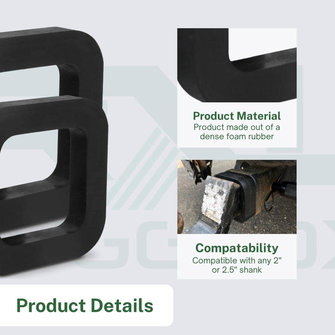 RuggedXL Hitch Receiver Rubber Silencer Pad, Black, 2.5" (3 Pack - 2.5")