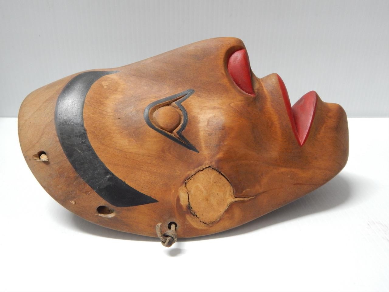 VINTAGE NW COAST SALISH INDIAN ALDER WOLF TRANSFORMATION MASK - V. MOON