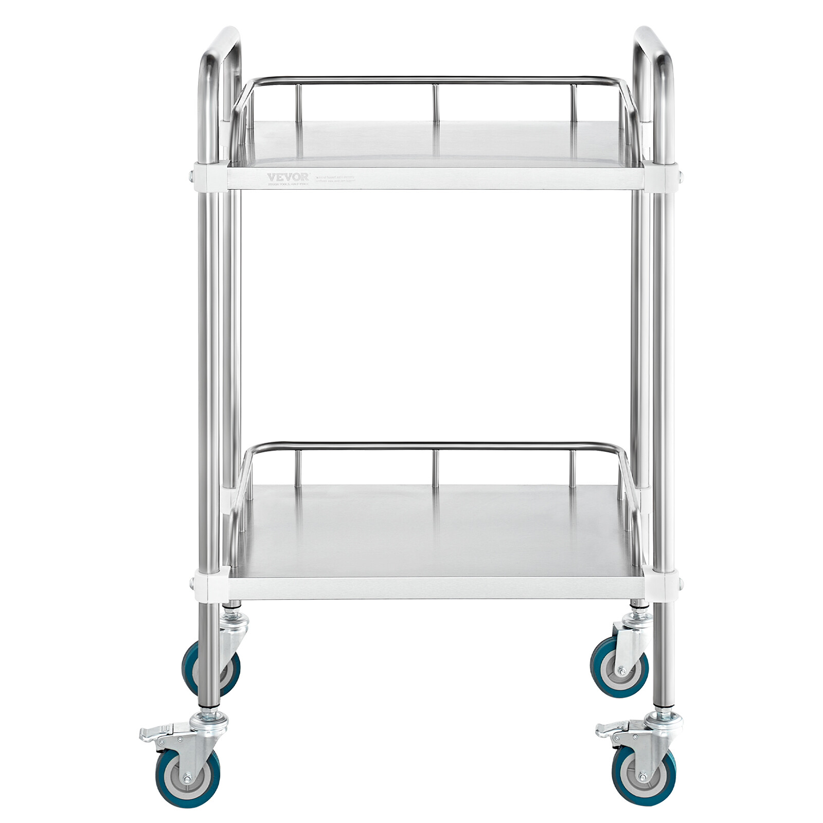 VEVOR Lab Rolling Cart 2-Layer Stainless Steel Medical Dental Lab Serving Cart