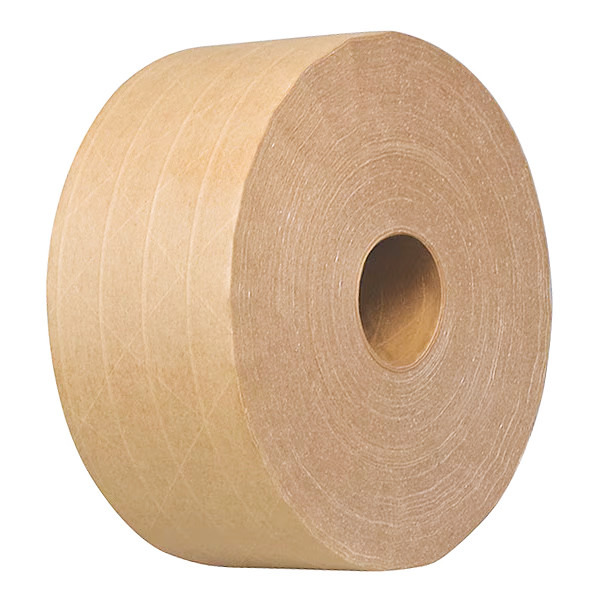 Reinforced Water Activated Kraft Carton Sealing Gummed Tape 2.75" x 450 ft Tan