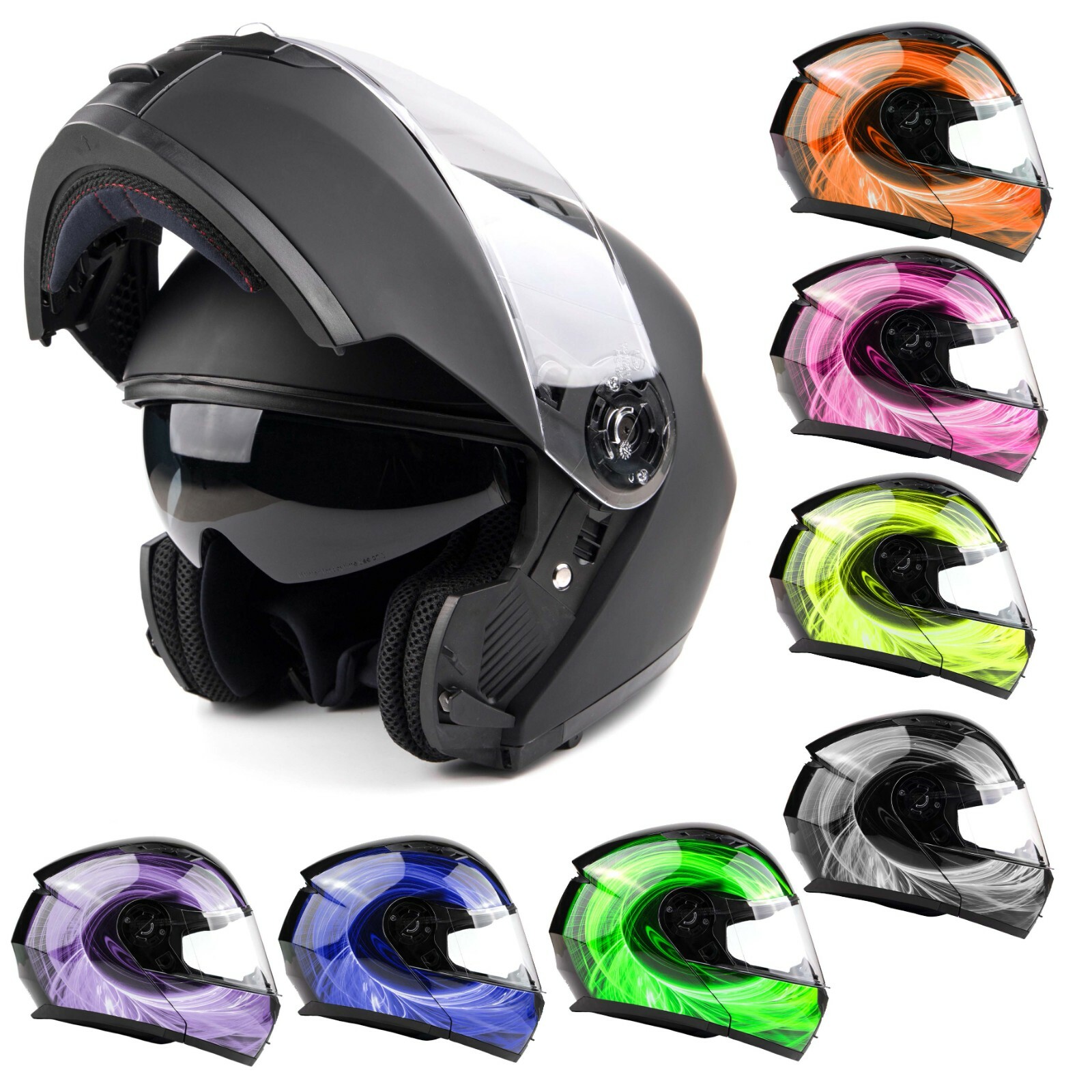 DOT Flip up Adult Modular Helmet Motorcycle Integrated Sun Visor Men Women