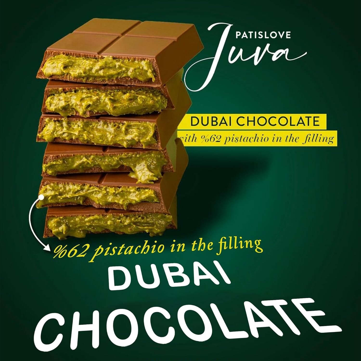 PatisLove Dubai Chocolate Bar 200g – Premium Gourmet Chocolate, Pistachio