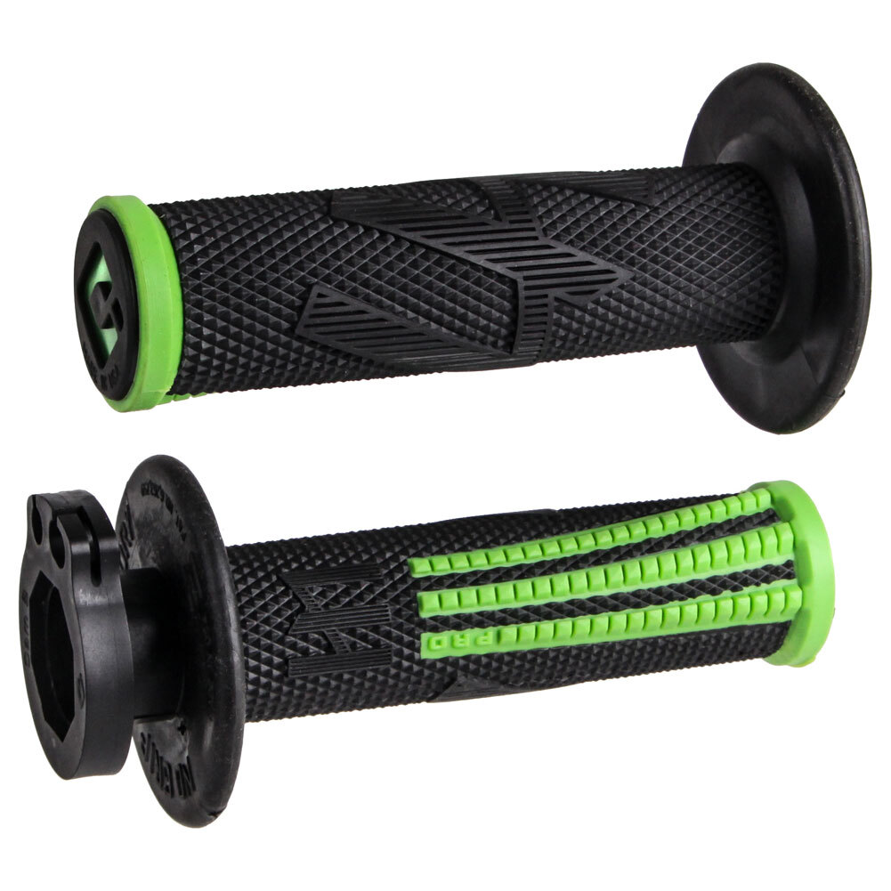 Odi V2 Emig Pro MX Lock-On Grips Black/Green For Kawasaki KX450 2019-2023
