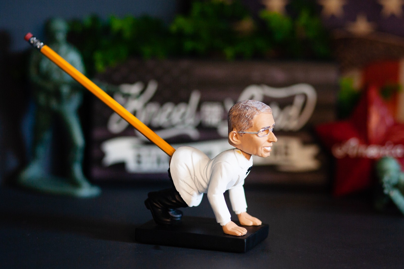 Funny Dr. Fauci Pen Holder Bobblehead Gag Gift | Collectible Tony Fauci Figurine