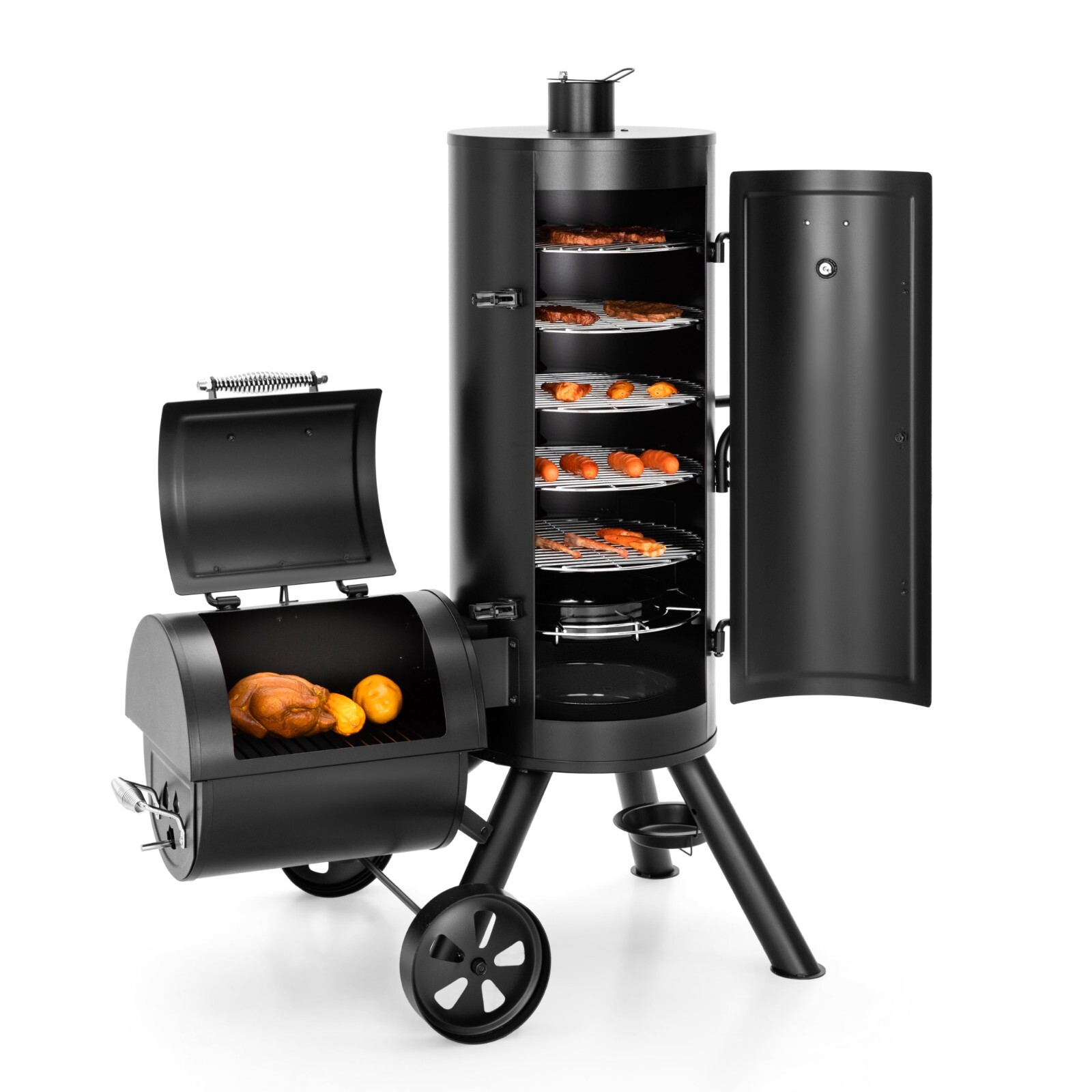 Heavy Duty Vertical Offset Charcoal Smoker Grills Extra Large Outdoor BBQ Grill
