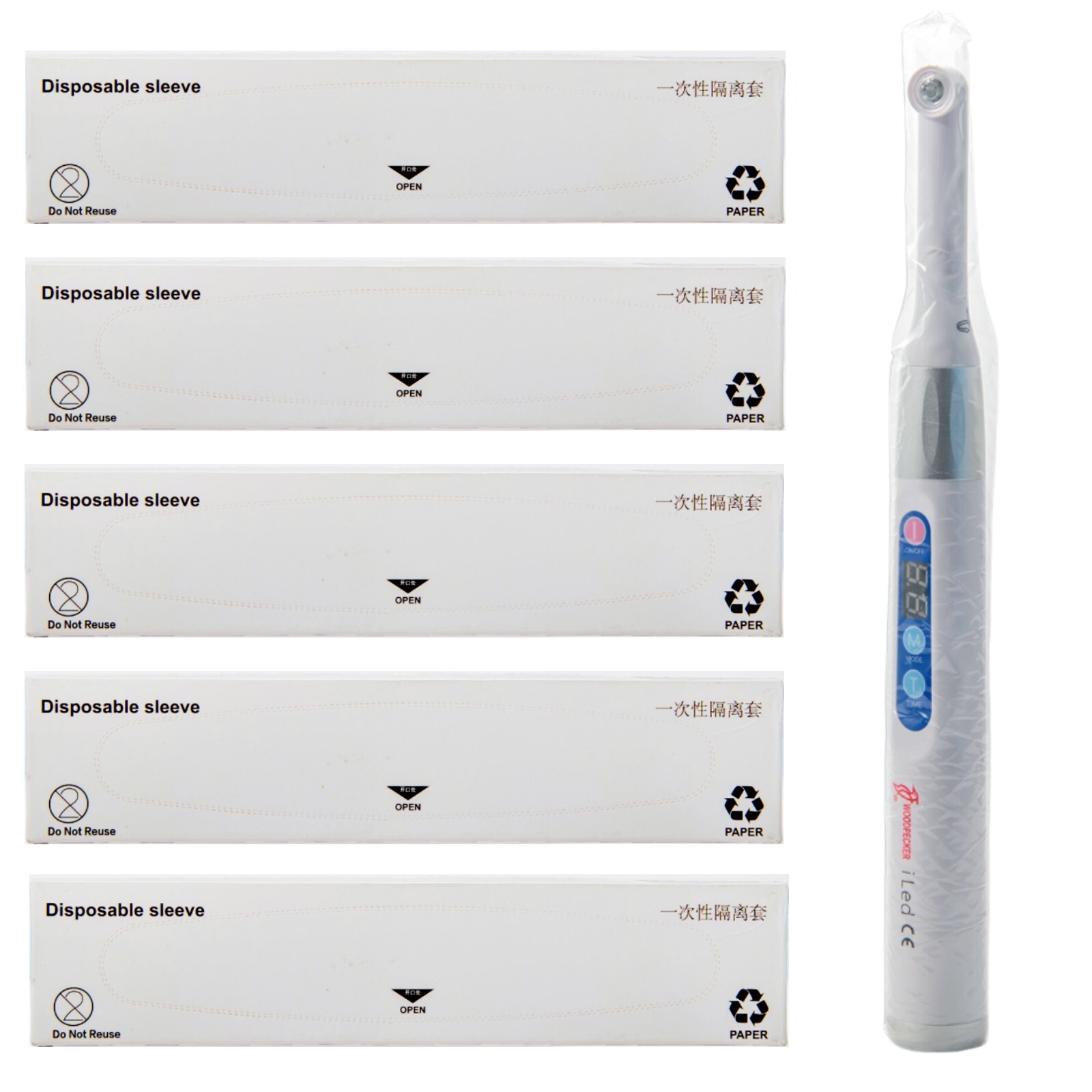 500/5Boxes Dental iLed Curing Light Covers Isolation Sleeves Disposable 1.5"x8"