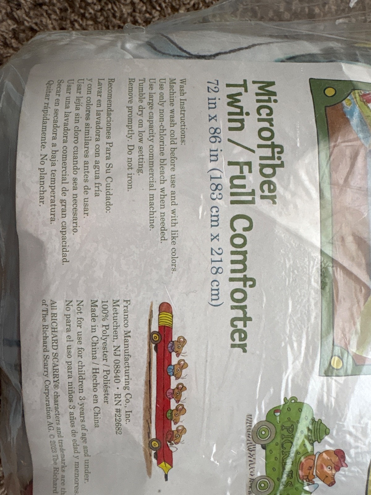 NEW NEVER OPENED Richard Scarry Busy World Kids’ Reversible Bedset: Twin/Full