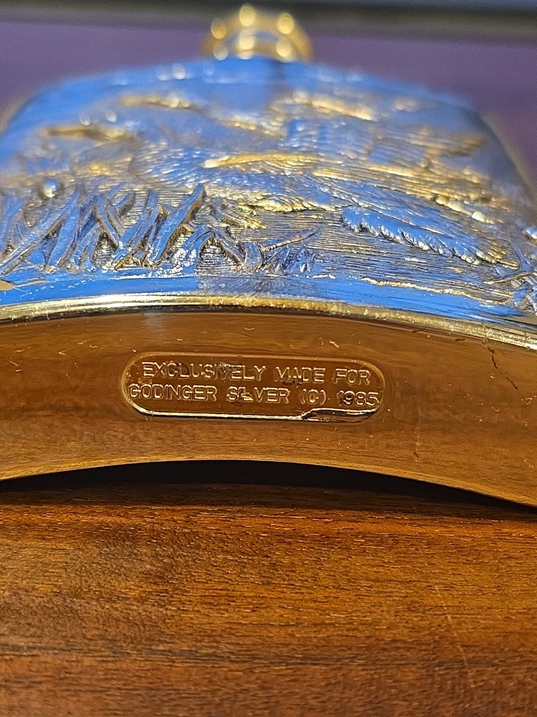 Godinger Sliver Plate Flask Repousse Geese 1985 In Great Condition