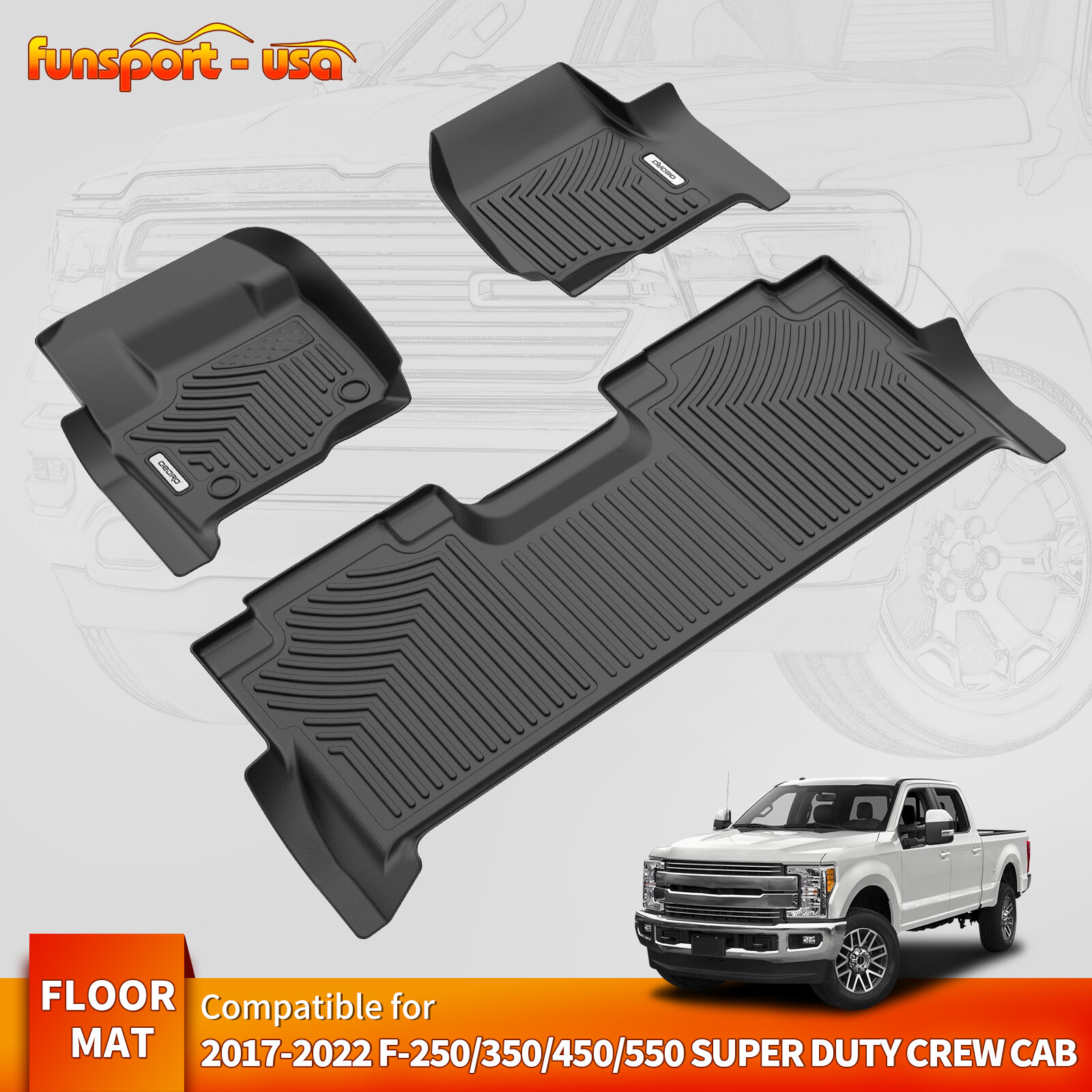 Floor Mats for 2017-2022 Ford F-250 / F-350 Super Duty Crew Cab TPE All-Weather