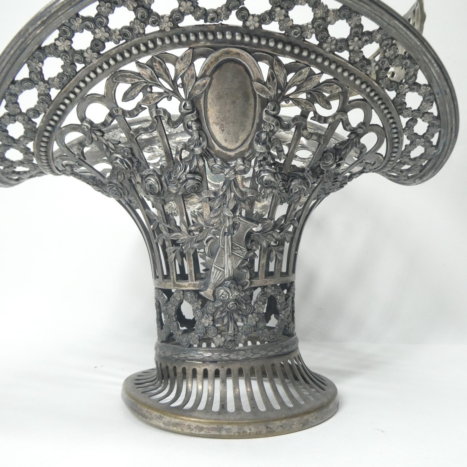 German Silver Pierced Bride’s Basket B.M. Germany Hallmarked Antique Art Nouveau