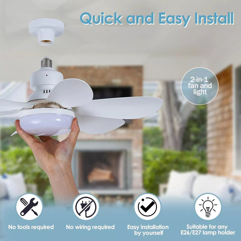 Socket Fan Light Ceiling Fans With Lights And Remote Dimmable LED Ceiling Fan US